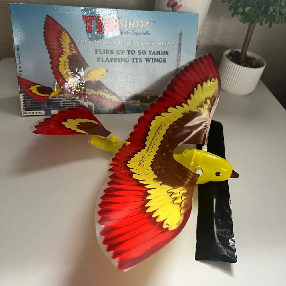 Tim Bird Vintage 1983 Flying Bird Toy - Red and Yellow